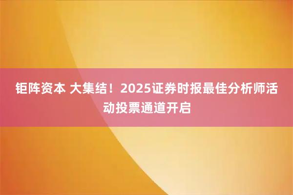 钜阵资本 大集结！2025证券时报最佳分析师活动投票通道开启