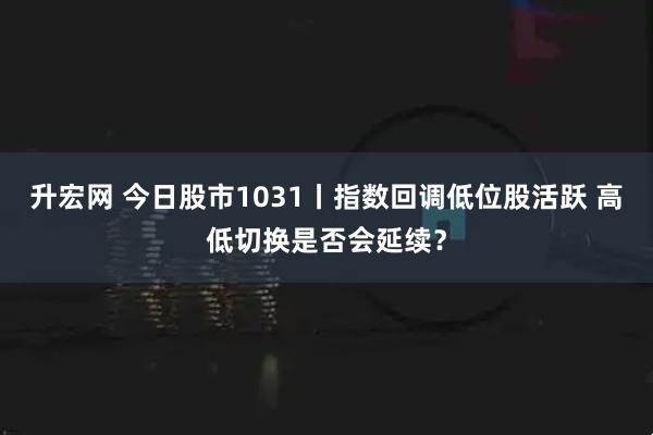 升宏网 今日股市1031丨指数回调低位股活跃 高低切换是否会延续?